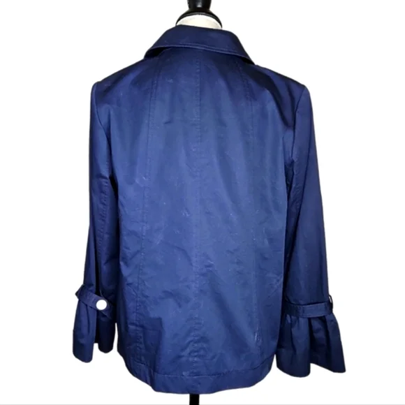 Talbots Navy Short Trench Coat Size M - Picture 2 of 10